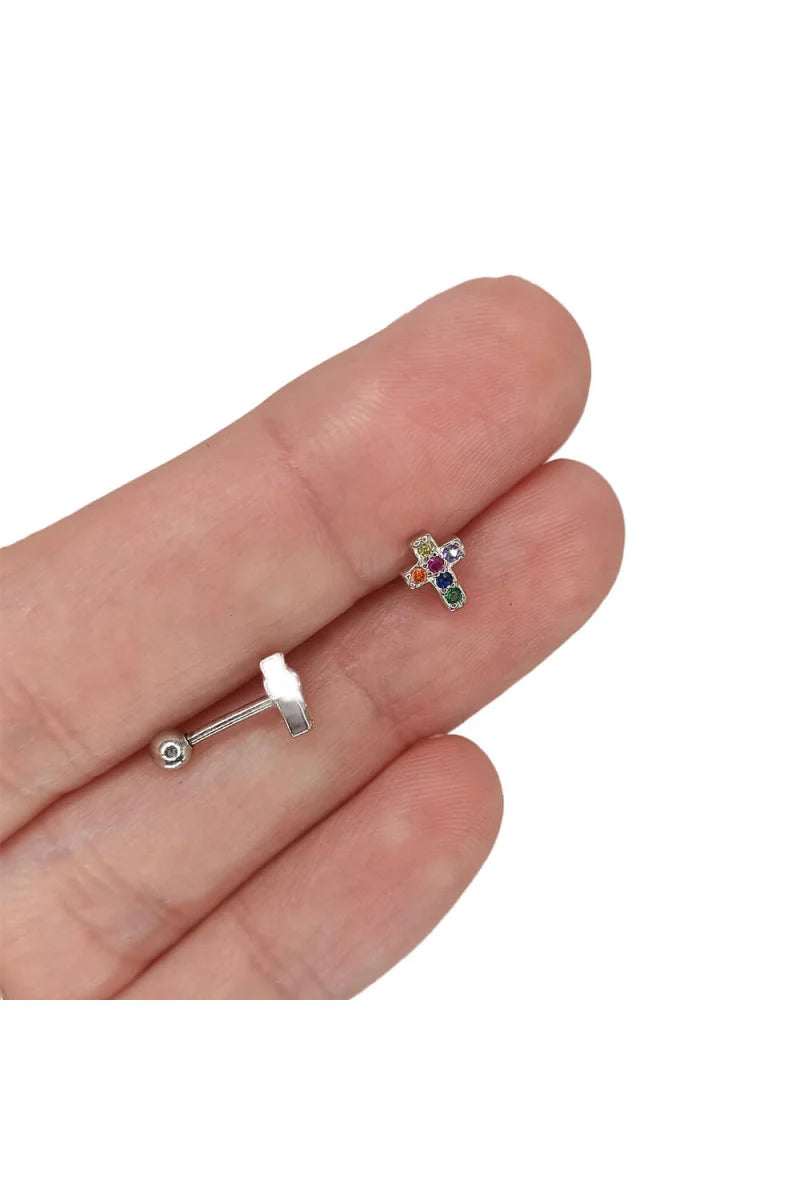 Pendientes Reversibles Cruz & Bolita 💎✨