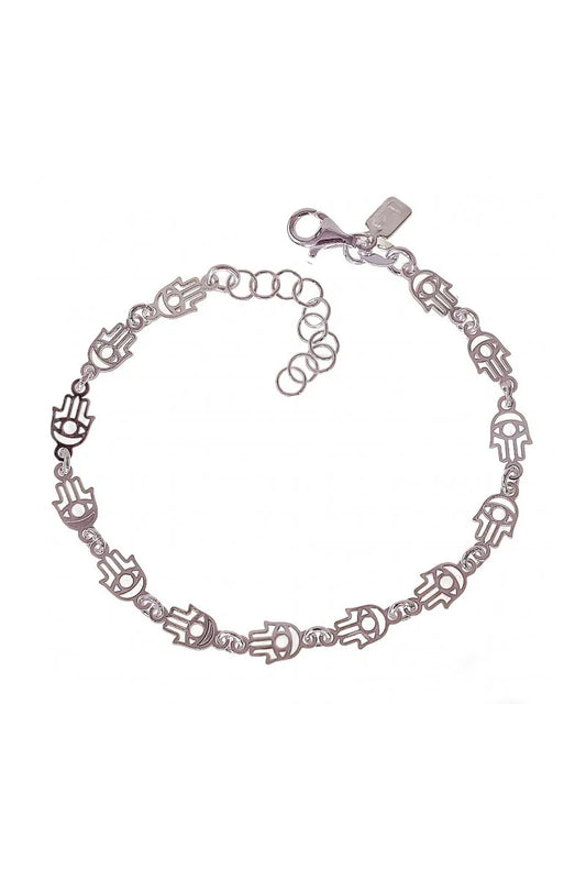 Pulsera de Plata de Ley 925 Manos de Fátima Caladas Continuadas