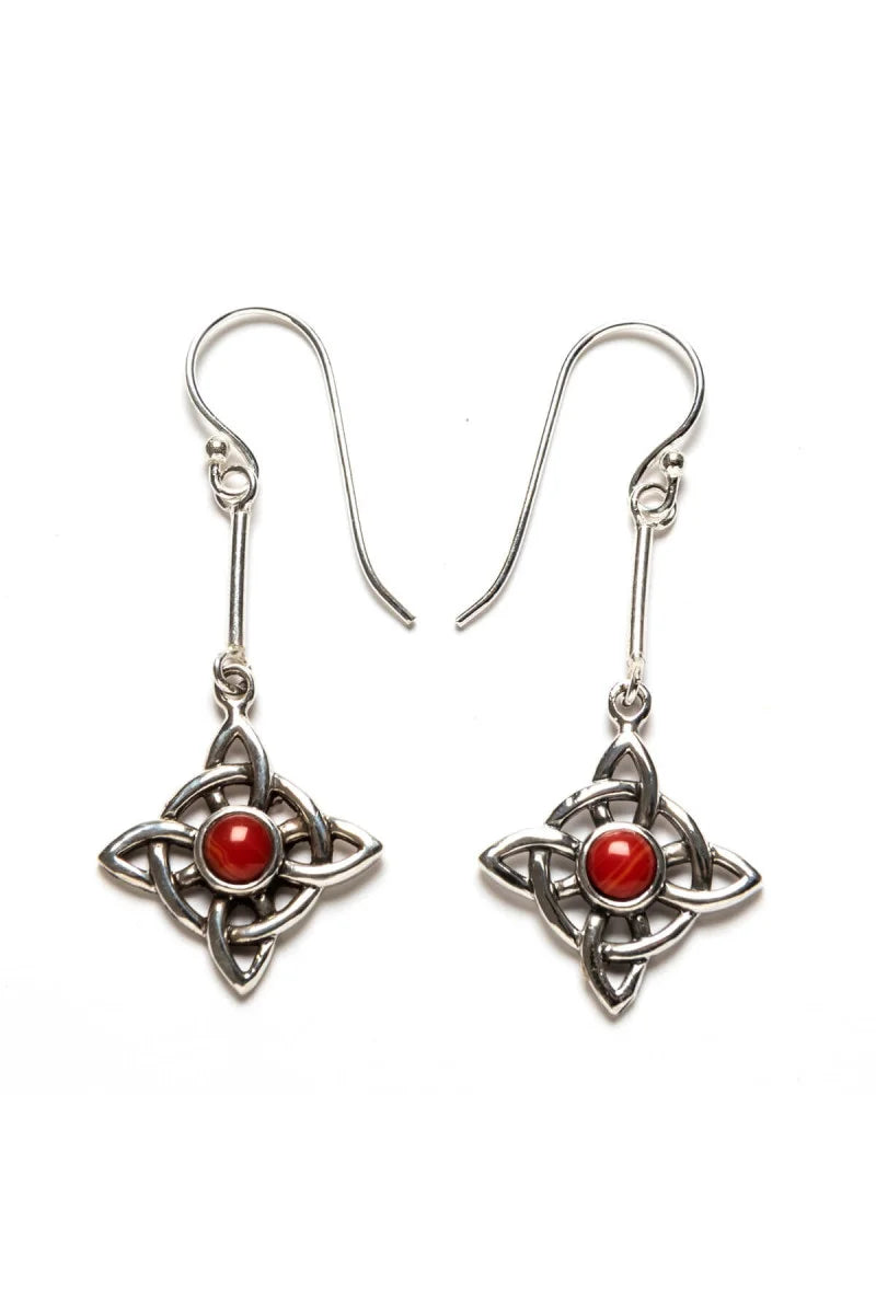 Pendientes Nudo de Bruja Coral en Plata de Ley