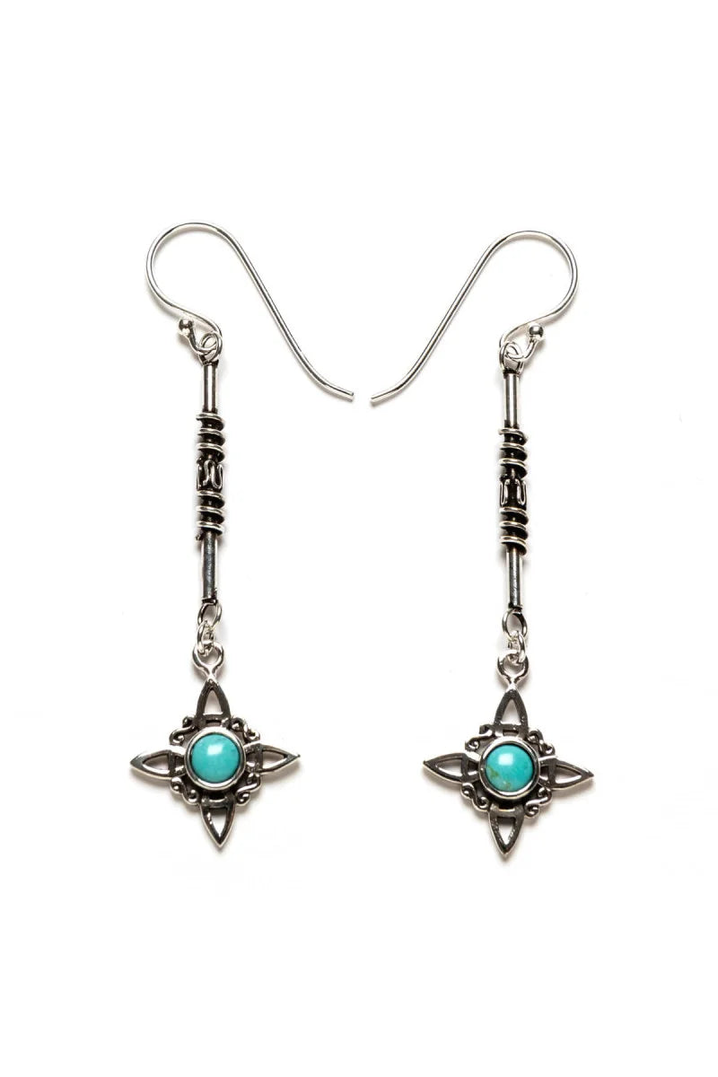 Pendientes Nudo De Bruja Turquesa en Plata de Ley