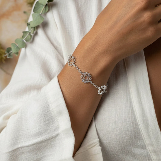 Pulsera de los Siete Chakras en Plata de Ley 925 - Amuleto de Alineación Energética y Armonía para Regalo Místico