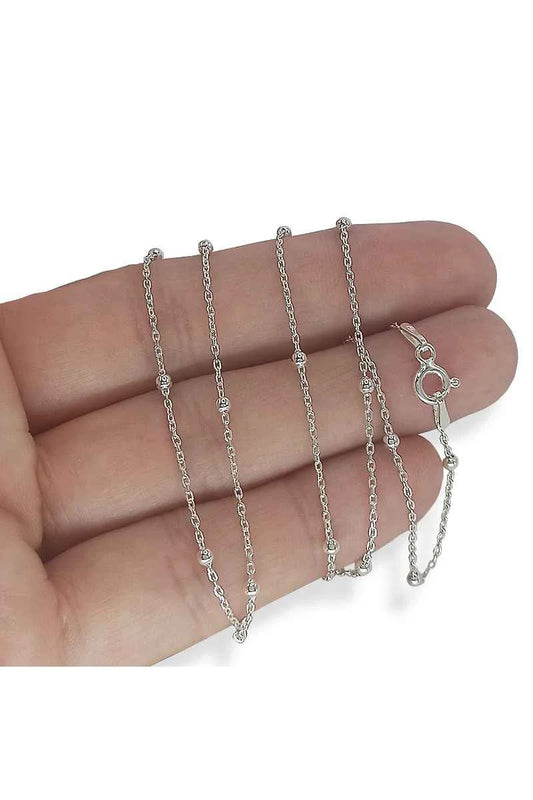 Cadena Bolitas 38 cm en Plata de Ley 925