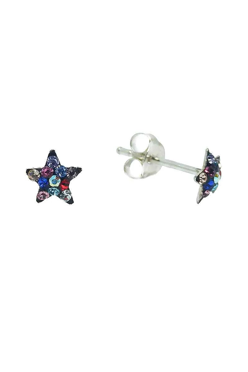 Pendientes estrellas colores Plata de Ley 925