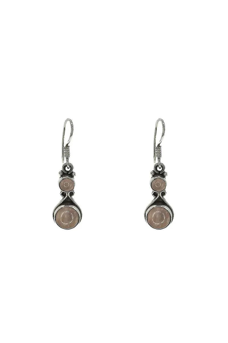 Pendientes Largos con Piedra de Luna y Cierre de Gancho de Plata de Ley