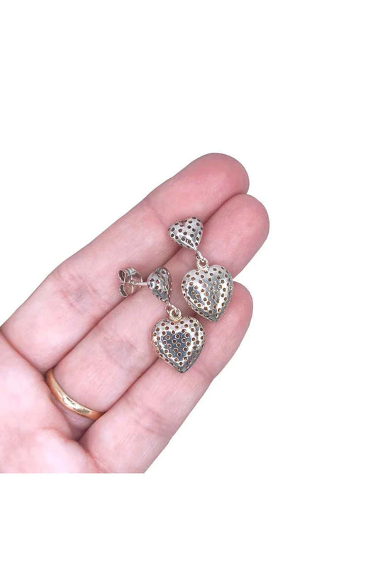 Pendientes Largos Corazón de Plata