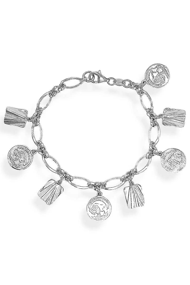 Pulsera Monedas y Capas Plata de Ley 925