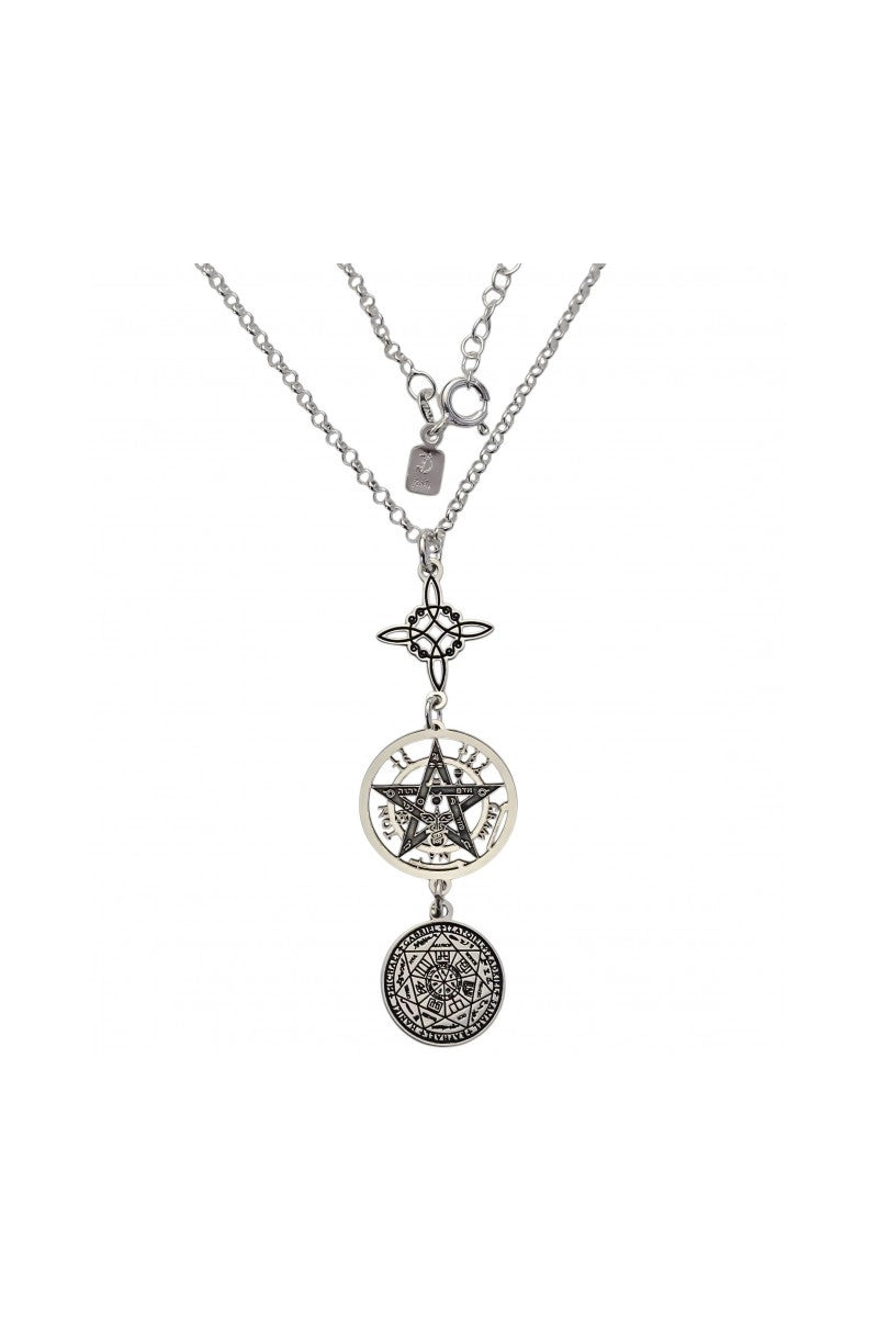 Gargantilla "Escudo Cuántico" Triple Protección: Nudo de Bruja, Tetragramatón y Siete Arcángeles