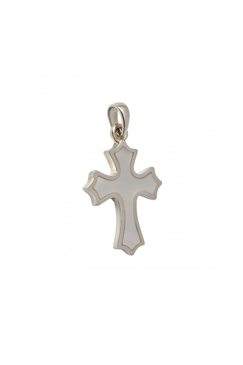 Colgante "Luz del Alma": Cruz Elegante en Plata de Ley con Nácar Natural