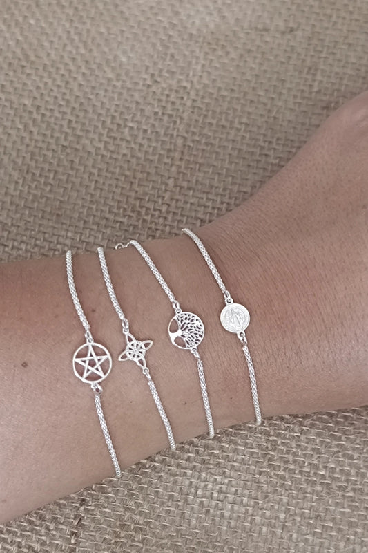 Pulsera "Escudo del Espíritu" en Plata de Ley 925 con Pentagrama