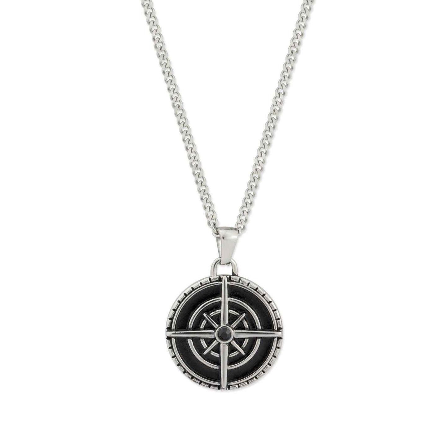 Collar de Acero Inoxidable con Colgante Brújula Náutica - Cadena Larga (67 + 7 cm)