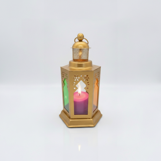 Farol Ritual "Cúpula de Alquimia" – Linterna de Hierro y Cristal con Rejilla (14 cm)