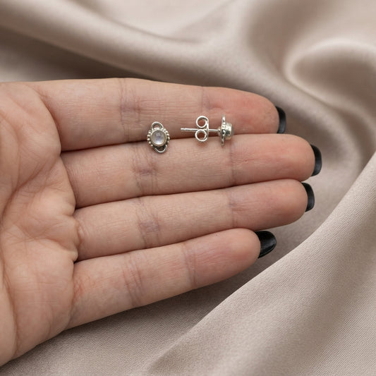 Pendientes de Plata de Ley 925 y Cuarzo Rosa