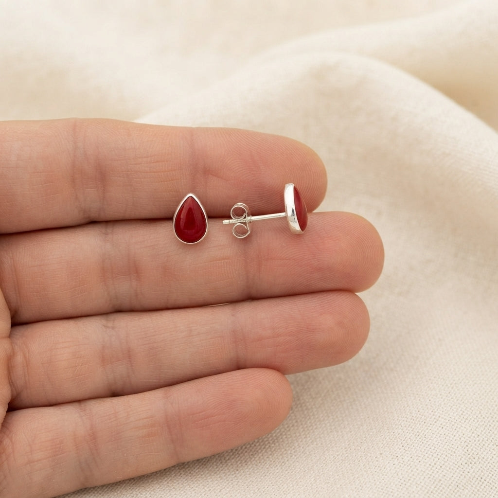 Pendientes de Plata de Ley 925 con Coral