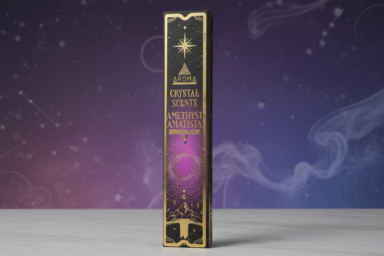 Incienso Artesanal Crystal Amatista - Aroma de Tranquilidad y Sabiduría (20g) - Con Piedras Naturales de Amatista
