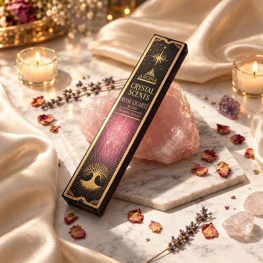 Incienso Artesanal Crystal Cuarzo Rosa - Aroma de Amor Propio y Armonía (20g) - Con Piedras Naturales de Cuarzo Rosa