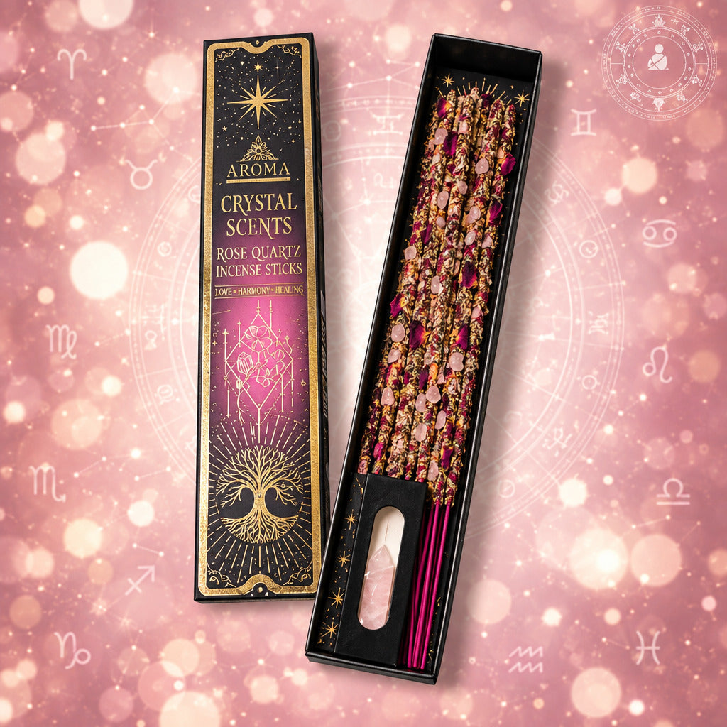 Encens Artisanal Cristal Quartz Rose - Arôme d'Amour de Soi et d'Harmonie (20g) - Avec Pierres Naturelles de Quartz Rose