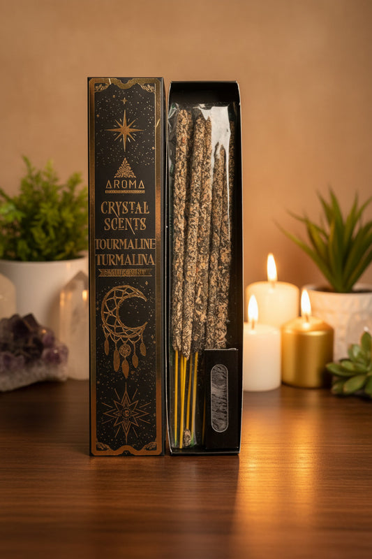 Incienso Artesanal Aroma – Kit de Bienestar con Piedras Naturales de Turmalina Negra