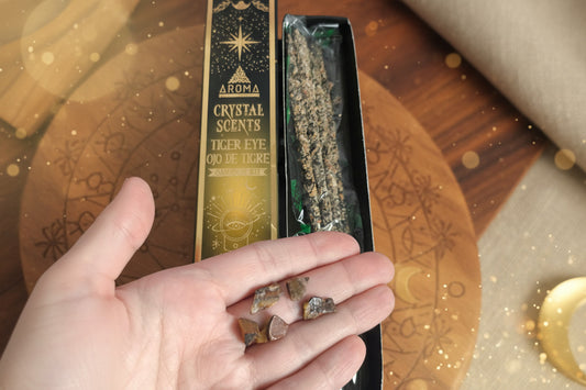 Incienso Artesanal Aroma – Kit de Bienestar con Piedras Naturales de Ojo de Tigre