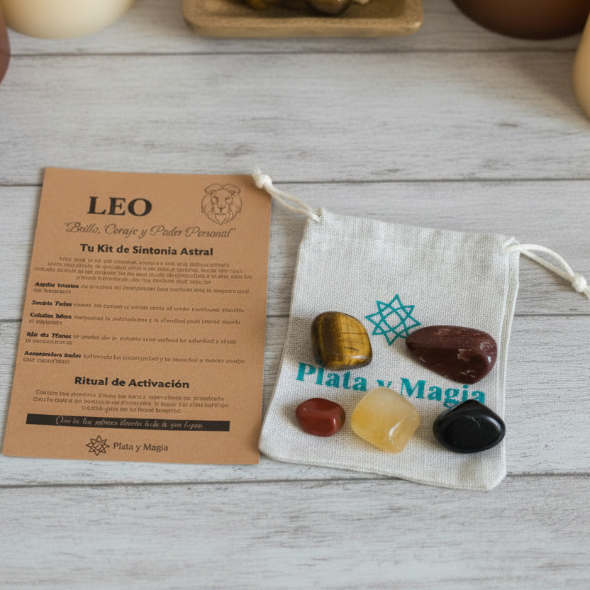 Kit de Sintonía Astral Leo – Colección de Minerales para el Brillo y Poder Personal