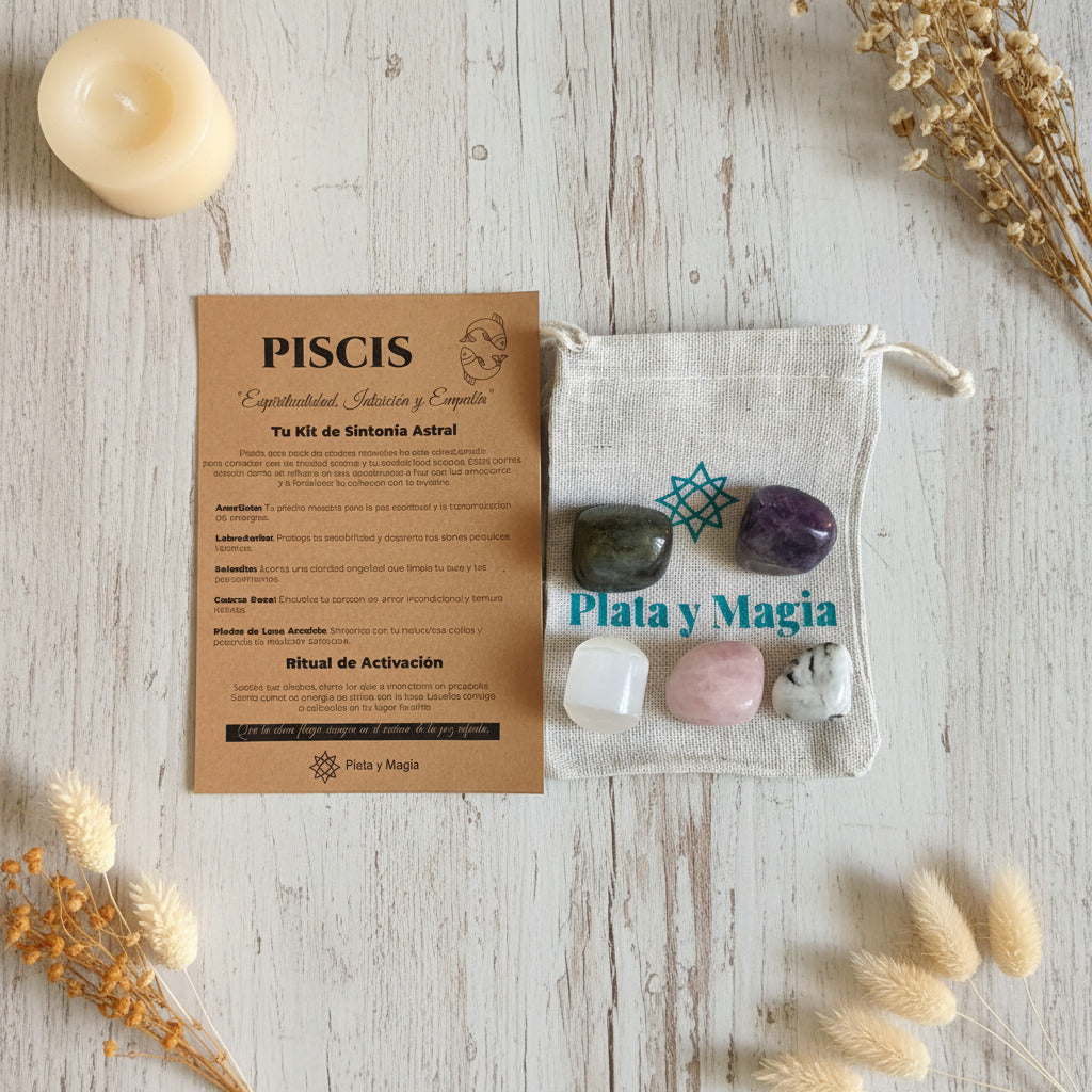 Kit de Sintonía Astral Piscis – Pack de Minerales para la Intuición, el Sueño y la Empatía
