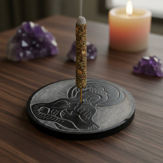 Porta-Incienso de Piedra Natural Buda Meditación – Plato Artesanal de India (7.5 cm)