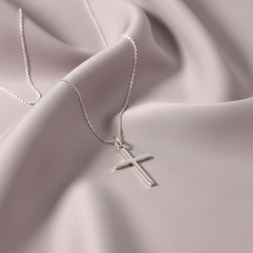 Colgante "Dualidad Sagrada" – Cruz de Doble Faz en Plata de Ley (Pulida y Labrada)