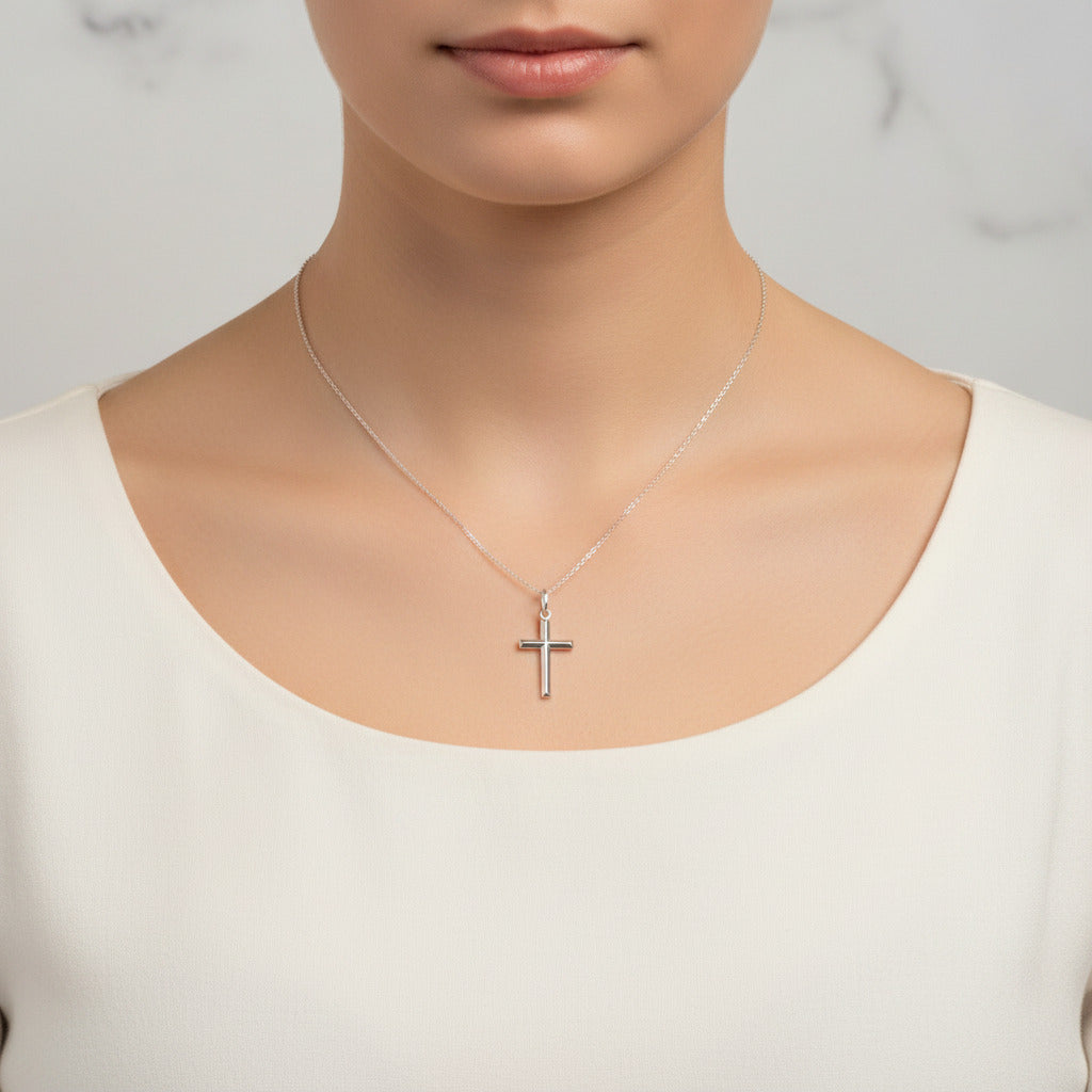 Cruz Clasica Facetada en Plata de Ley 925 - Amuleto de Proteccion y Regalo