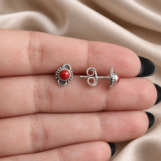 Pendientes de Plata de Ley 925 y Coral
