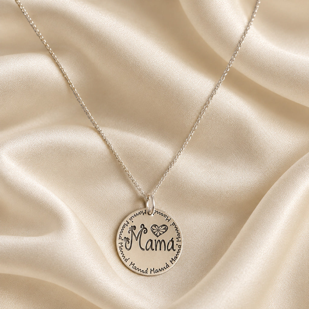 Colgante Medalla Mamá de Plata de Ley 925 de 25 mm
