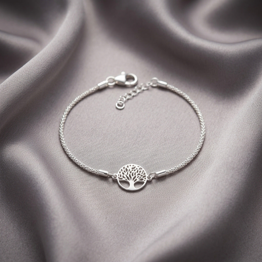 Pulsera Árbol de la Vida de Plata de Ley 925 con Cadena Core | Plata y Magia