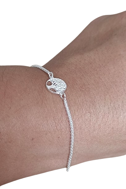 Pulsera "Axis Mundi": Árbol de la Vida en Plata y Cadena Coreana