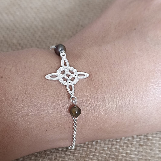 Pulsera Nudo de Bruja con Ojo de Tigre — Protección y Poder Interior