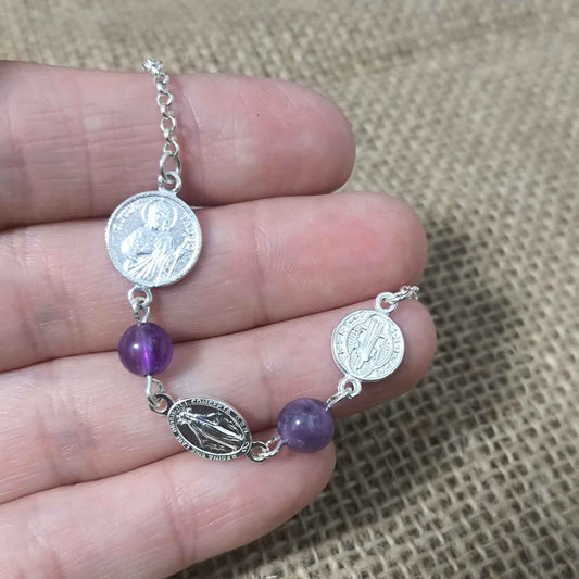 Pulsera Trío de Protección y Armonía (Plata & Amatista)