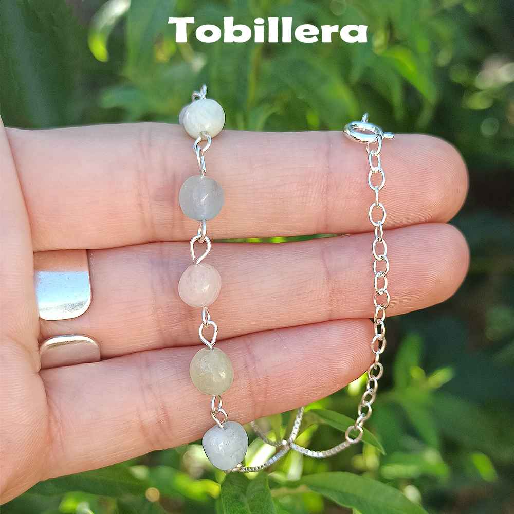 Tobillera de Plata de Ley 925 con Ágatas Naturales - Talismán Energético Ajustable