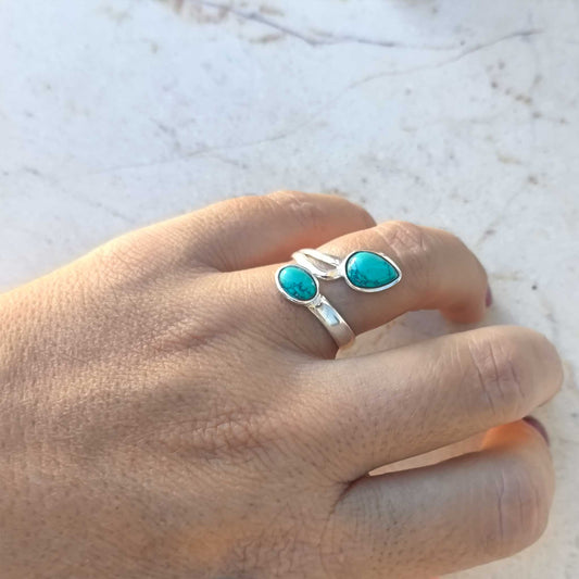 Anillo Ajustable de Turquesa Natural - Talismán Místico de Protección y Sanación Espiritual