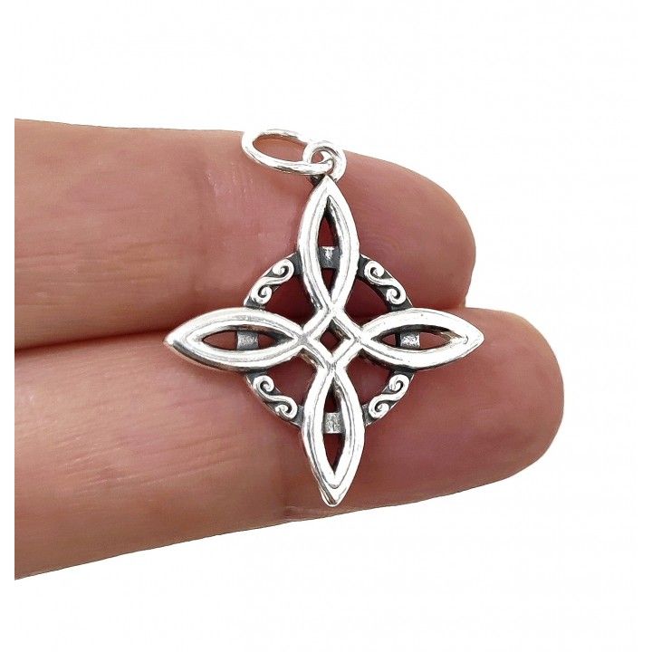 Colgante Nudo de Bruja Celta (Plata de Ley 925) - Amuleto de Protección y Escudo Energético (25 mm)