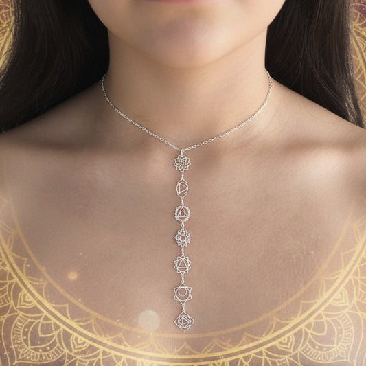 Gargantilla de los 7 Chakras de Plata de Ley 925 - Amuleto de Alineación Energética, Armonía Espiritual y Regalo de Protección Mística