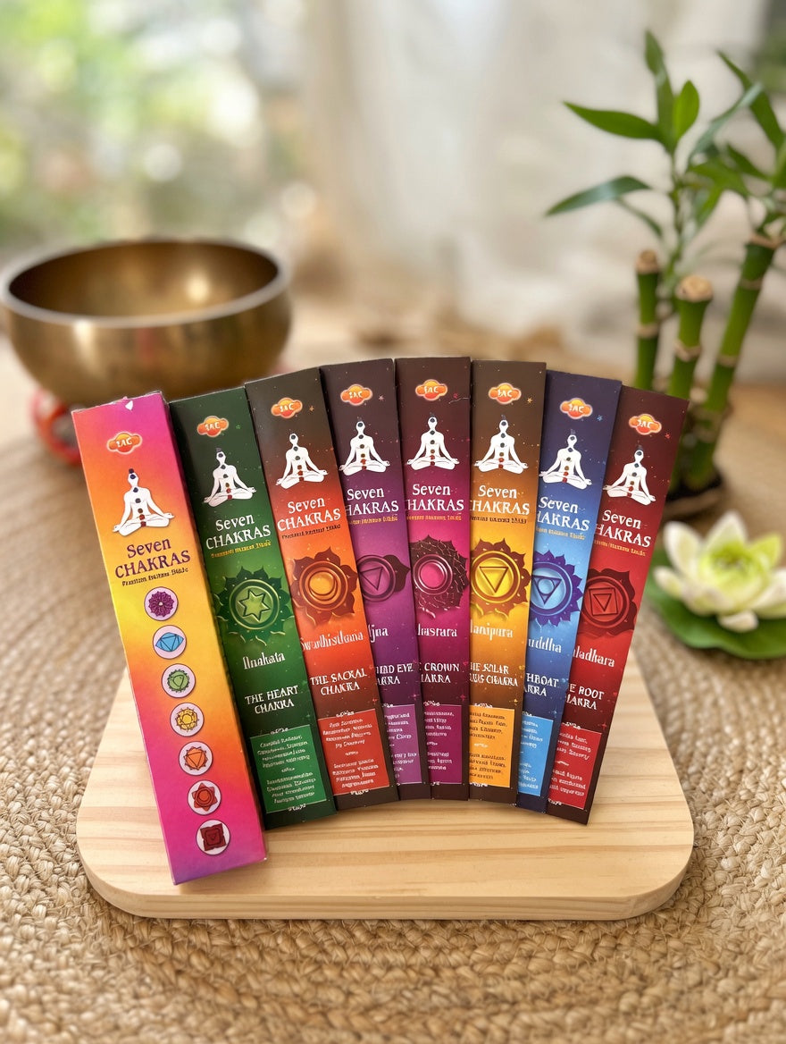 Pack Incienso 7 Chakras Semanal – Colección Completa de Armonización Energética (7 sobres + caja)