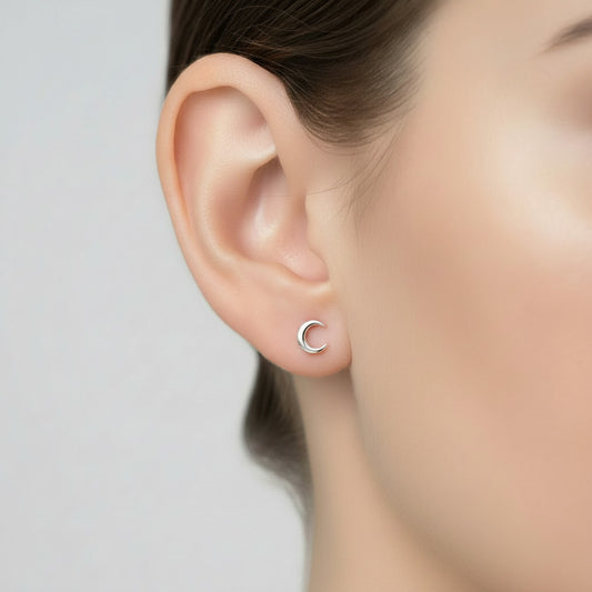 Pendientes de Luna en Plata de Ley 925 Rodiada - Amuleto de Intuición y Regalo de Conexión Mística