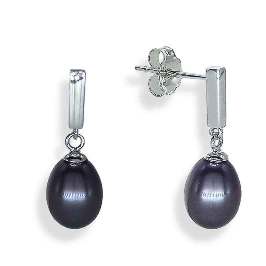 Pendientes "Eclipse Marino" - Plata de Ley Rodiada y Perla Cultivada Gris Humo Tornasol (20 mm) - Amuleto de Misterio, Intuición y Protección Profunda