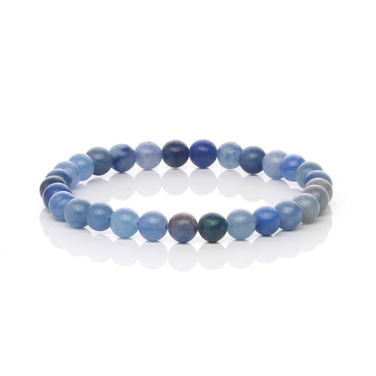 Pulsera Elástica de Cuarzo Azul Natural (Calma y Expresión)