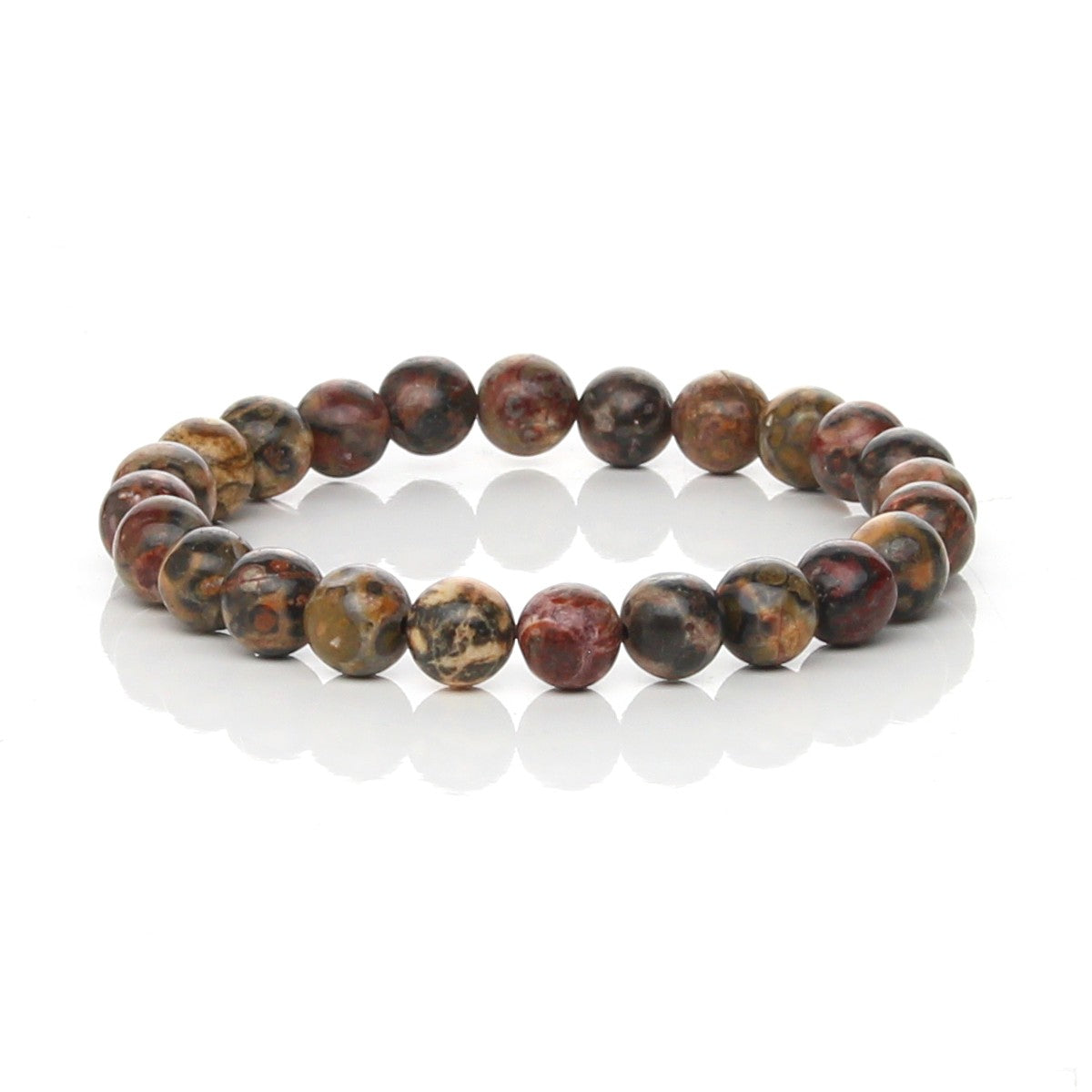 Pulsera Elástica de Jaspe Leopardo Natural (Fuerza y Protección Interior)