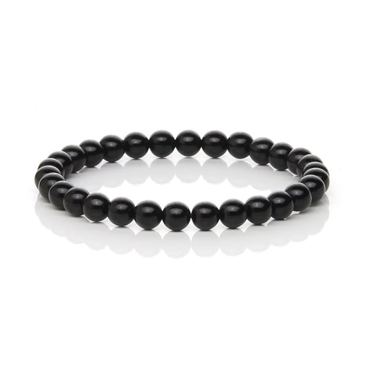 Pulsera Elástica de Ónix Negro Natural (Fuerza y Autocontrol)