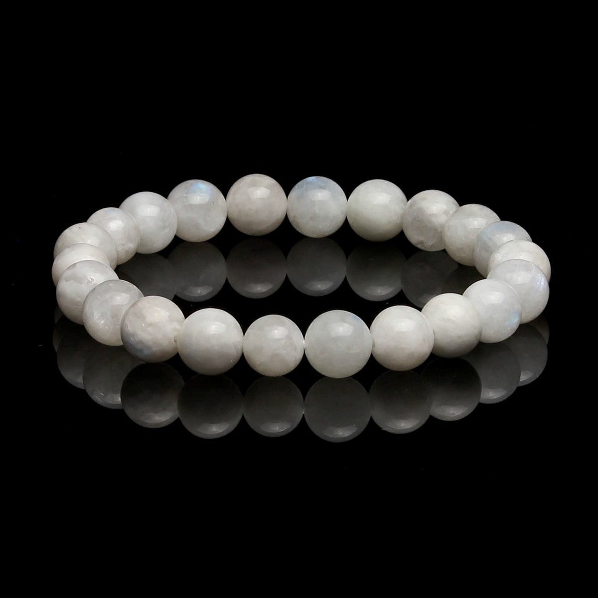 Pulsera Elástica de Piedra Luna Blanca Natural (Intuición y Nuevos Comienzos)