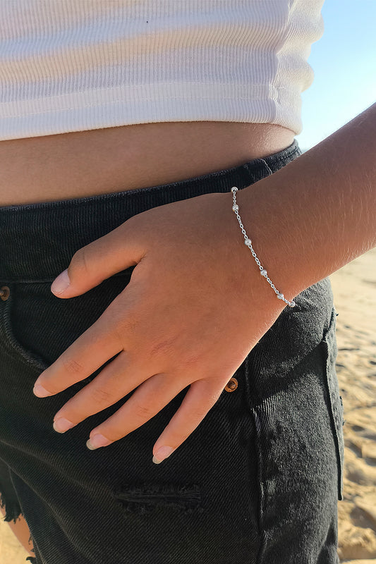 Pulsera de Bolitas de Plata de Ley de 3mm - Elegancia Minimalista