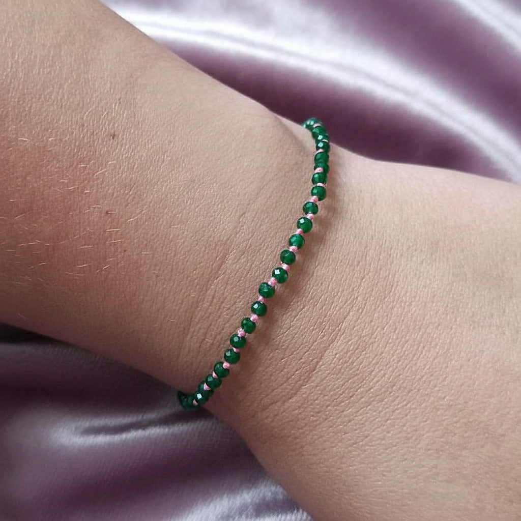Pulsera de Ónix Verde y Plata de Ley 925 Rodiada - Amuleto de Vitalidad y Regalo de Sanación Espiritual