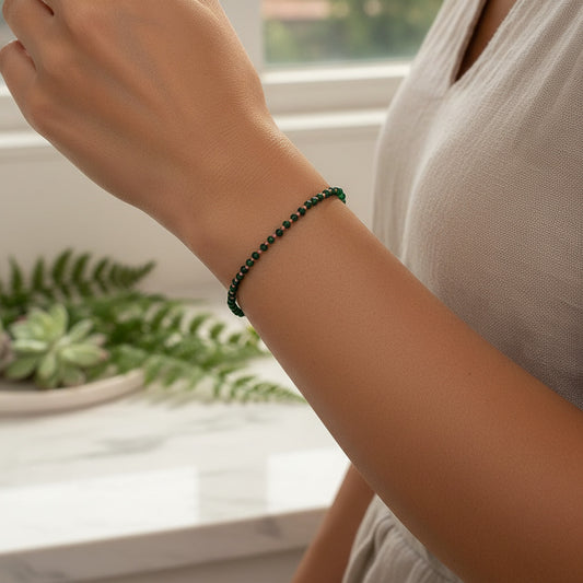 Pulsera de Ónix Verde y Plata de Ley 925 Rodiada - Amuleto de Vitalidad y Regalo de Sanación Espiritual