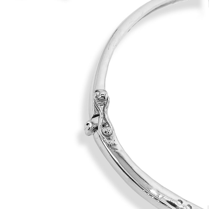 Pulsera Brazalete Rígido Rodiado con Rizos de Circonitas Engastadas en Plata de Ley 925