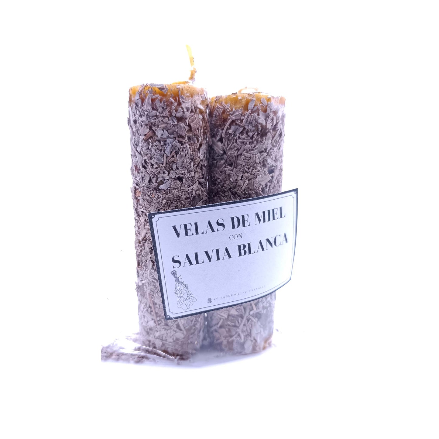 Velas de Miel con Salvia Blanca. Purificación Sagrada. Pack 2 velas.