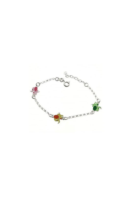 Pulsera Infantil Elefantitos Brillantes en Plata de Ley 925